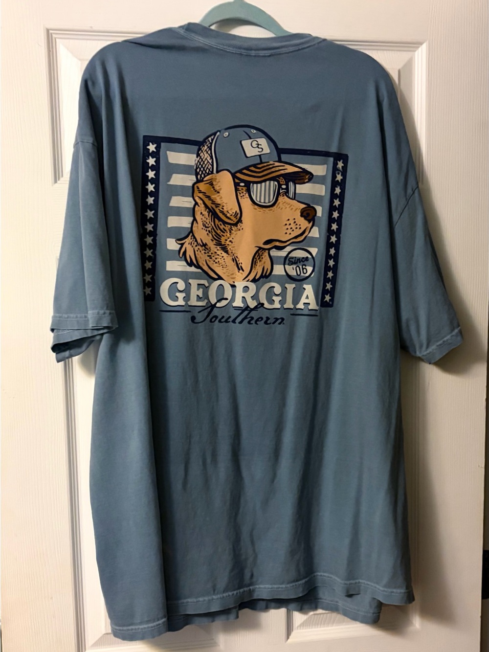 Comfort Colors Light Blue Georgia Southern Graphic Tee with Dog Print